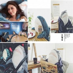 Giant Shark Plush Pillow Soft Toy Stuffed Blue Shark Animal Pillow Comfortable Sleeping Pillow Back Cushion Doll Gift for Kid...