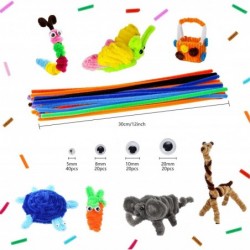 200 PCS Pipe Cleaners Craft Supplies Multi-Color Chenille Stems with 100 pcs Wiggle Eyes for Art and Craft Projects Creative ...