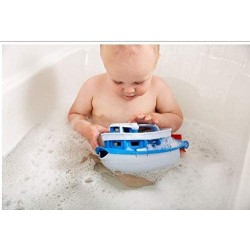 Paddle Boat Blue/Grey - Pretend Play Motor Skills Kids Bath Toy Floating Pouring Vehicle. No BPA phthalates PVC. Dishwasher S...