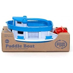 Paddle Boat Blue/Grey - Pretend Play Motor Skills Kids Bath Toy Floating Pouring Vehicle. No BPA phthalates PVC. Dishwasher S...