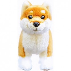 Simulated Shiba Inu Plush Toys Realistic Cute Stuffed Plush Puppy Toys Standing Posing Length 11 Inches Soft and Fluffy for C...