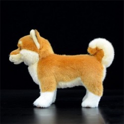 Simulated Shiba Inu Plush Toys Realistic Cute Stuffed Plush Puppy Toys Standing Posing Length 11 Inches Soft and Fluffy for C...