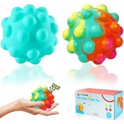 2 Pcs Pop Ball Fidget Toys Pop Its Fidget Ball 3D Silicone Push Bubble Stress Balls Anxiety Relief Fingertip Toy for Adults P...