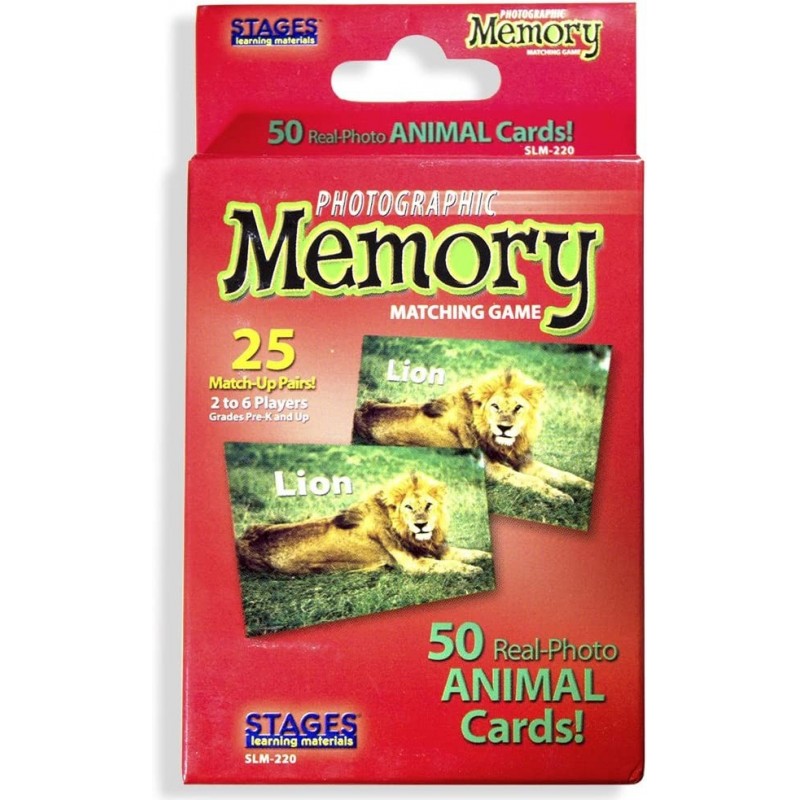 Stages Learning Materials Picture Memory Animal Card Real Photo Concentration Game Red Size 5 x 3 $17.98 Card Games