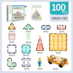 100 PCS Magnetic Building Tiles For Kids Preschool Magnetic Stem 3D Magnetic Blocks Magnetic Construction Toys Set Gifts colo...