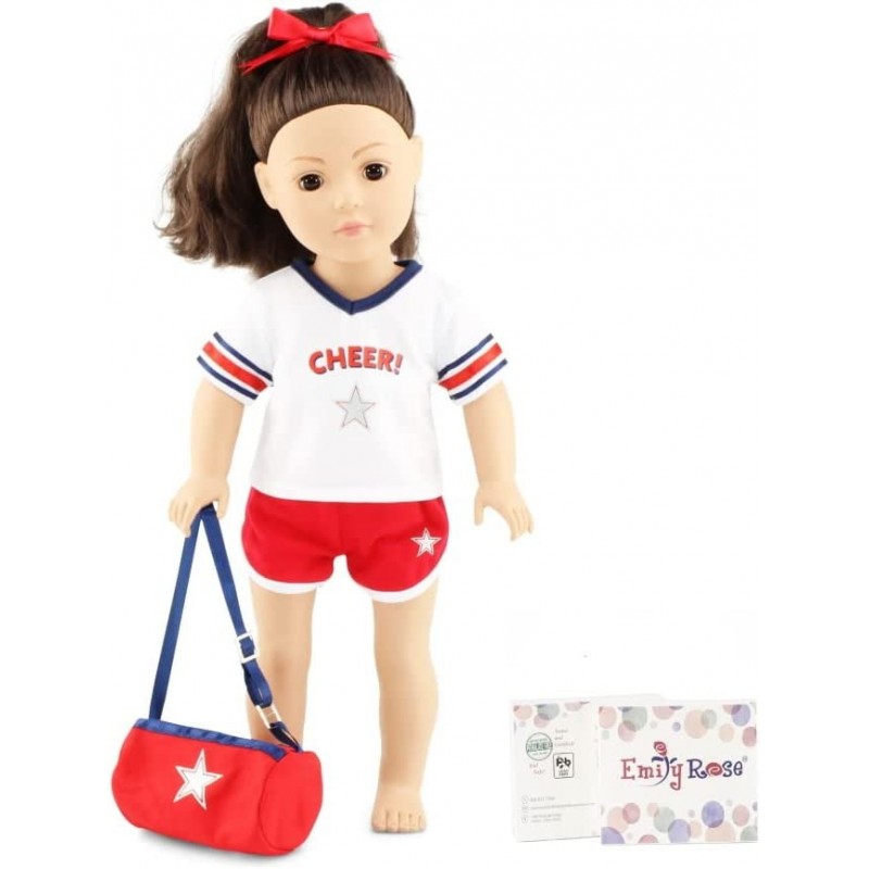 18 Inch Doll Clothes Clothing Accessories Gift Set - USA 18" Doll Cheer Practice Set Outfit | Fits Most 18" Dolls | Gift Boxe...