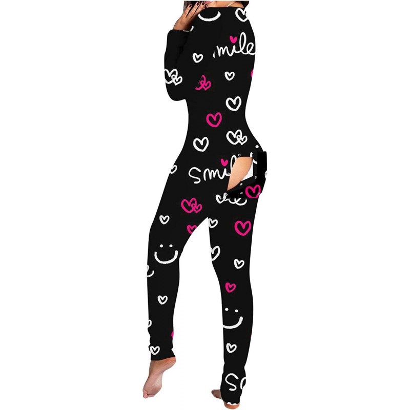 Onesie Pajamas for Women with Butt Flap Jumpsuits Long Sleeve Leopard Camo Button-Down Bodysuits Sleepwear Rompers $19.62 Kid...