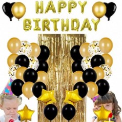 Happy Birthday Party Decorations Black Gold Happy Birthday Party Balloons Happy Birthday Party Balloons Happy Birthday Banner...