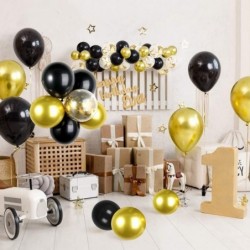 Happy Birthday Party Decorations Black Gold Happy Birthday Party Balloons Happy Birthday Party Balloons Happy Birthday Banner...