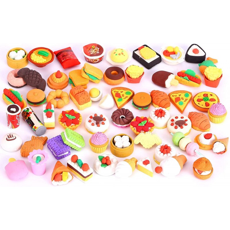 30 PCs Collectible Set of Adorable Puzzle Sweet Dessert Food Cake Erasers for Kids - No Duplicates - Puzzle Toys Best for Par...