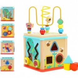 Toys for 1 Year Old Boy and Girl Birthday Gifts Activity Cube Wooden Educational Toys for One Year Old Bead Maze Shape Sorter...