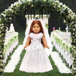 2 Pcs 18 inch Doll Bride Wedding Dress with Veil for 18 inch Dolls $15.79 Dolls