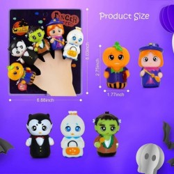 5 Pack Halloween Finger Puppets for Kids Rubber Witch Ghost Pumpkin Character Bath Finger Puppets Halloween Finger Toys for K...