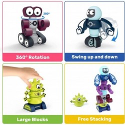 Kid Magnetic Walking Musical Space Toy with 35PCS Stacking Blocks Building Robot Storage Box STEM Educational Electronic Flyi...