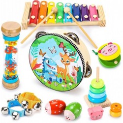 Kids Musical Instruments for Toddlers 1-3 Baby Wooden Percussion Instruments Toys Tambourine Xylophone for Kids Ages 1 2 3 4 ...