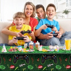 Video Game Table Cover Green Video Game Birthday Decoration Game Theme Plastic Tablecloth Party Supplies for Boys Kids Player...