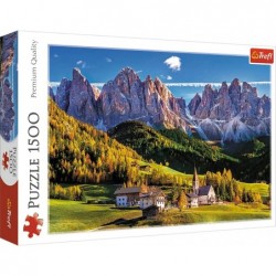 Red 1500 Piece Puzzle - Val di Funes Valley Dolomites Italy $43.34 Jigsaw Puzzles