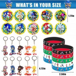 Yiwaso 80pcs Sonic Decorations for Party Favors Set Include 50 Stickers 10 Bracelets 10 Button Pins 10 Keychain Party Supplie...