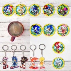 Yiwaso 80pcs Sonic Decorations for Party Favors Set Include 50 Stickers 10 Bracelets 10 Button Pins 10 Keychain Party Supplie...