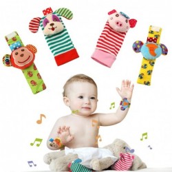 Wrist Rattle Foot Finder Socks 4 Pcs Baby Rattle Toys Gift for Infant Boy Girl $19.34 Baby Rattles & Plush Rings