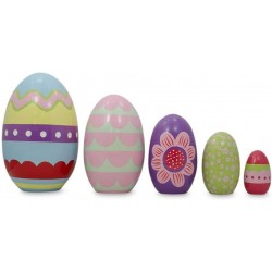 Set of 5 Colorful Easter Eggs Pysanky Wooden Nesting Dolls 5 Inches $61.13 Nesting Dolls