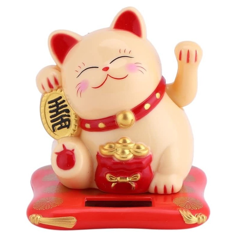 Fortune Lucky Wealth Welcoming Cat Solar Powered Cute Cat with Waving Arm Home Display Car Decor(Yellow) $17.07 Solar Power Kits