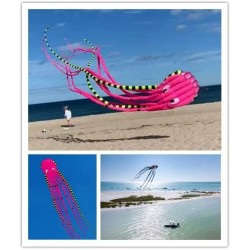 Sky Visitor 3D 26ft Ultra Large & Fun Octopus Foil Kite with Handle & Line Beach Park Outdoor Fun (Pink) $80.50 Kites & Wind ...