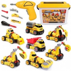 Toys for 3 4 5 6 7 8 Year Old Boys 7 in 1 Take Apart Toys with Electric Drill Take Apart Truck Toys Construction Set DIY Engi...