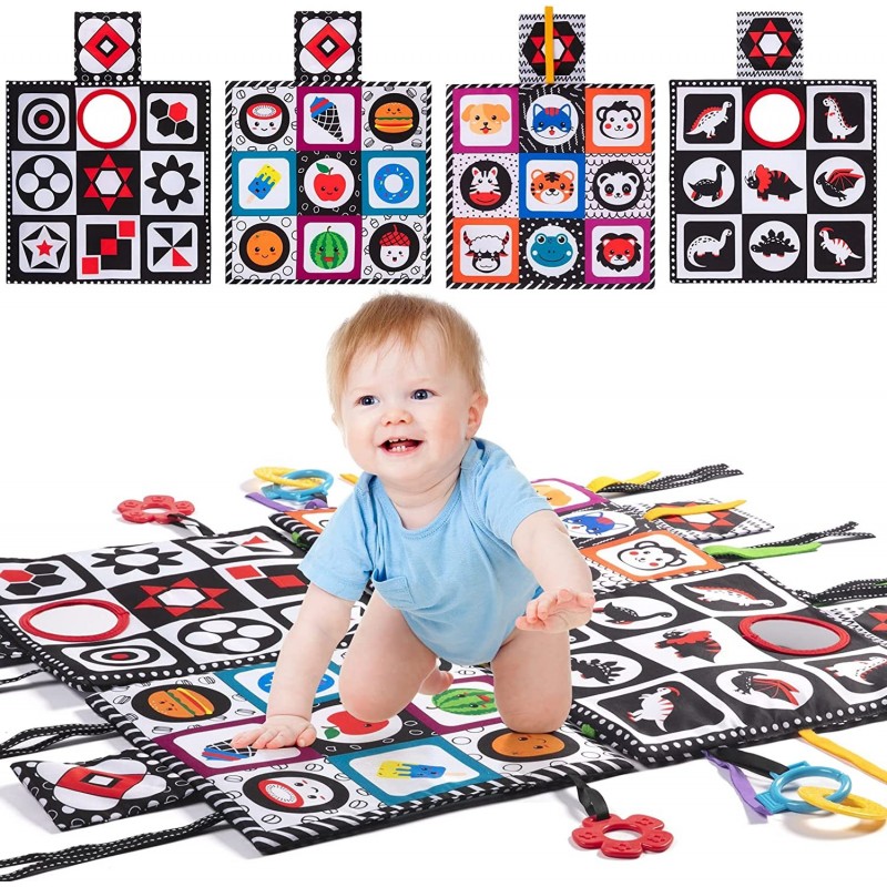 Tummy Time Mat Baby Toys 3-6 Months Black and White High Contrast Sensory Toys 7 8 9 10 Months Toddler Toys Tummy Time Floor ...