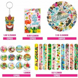 98 PCS Hawaiian Party Favors Aloha Party Favors with Keychains Slap Bracelets Button Pins Bags and Stickers for Hawaiian Luau...