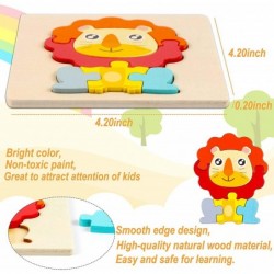 PuzzleToys for 1 2 3 Year Old Boys Girls 12 Pack Wooden Toddler Puzzles Animal Shape Jigsaw Building Toy Educational Learning...