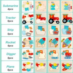 PuzzleToys for 1 2 3 Year Old Boys Girls 12 Pack Wooden Toddler Puzzles Animal Shape Jigsaw Building Toy Educational Learning...