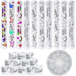 Color Your Own Faith Slap Bracelets Jesus Bracelets for Kids Christian Religious Craft Blank Slap Bands with Religious Saying...