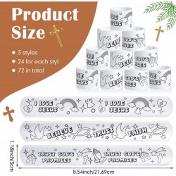 Color Your Own Faith Slap Bracelets Jesus Bracelets for Kids Christian Religious Craft Blank Slap Bands with Religious Saying...