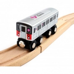 Munipals New York City Subway Wooden Railway (A Division/IRT) 7 Train/Flushing Express–Child Safe and Tested Wood Toy Train $...