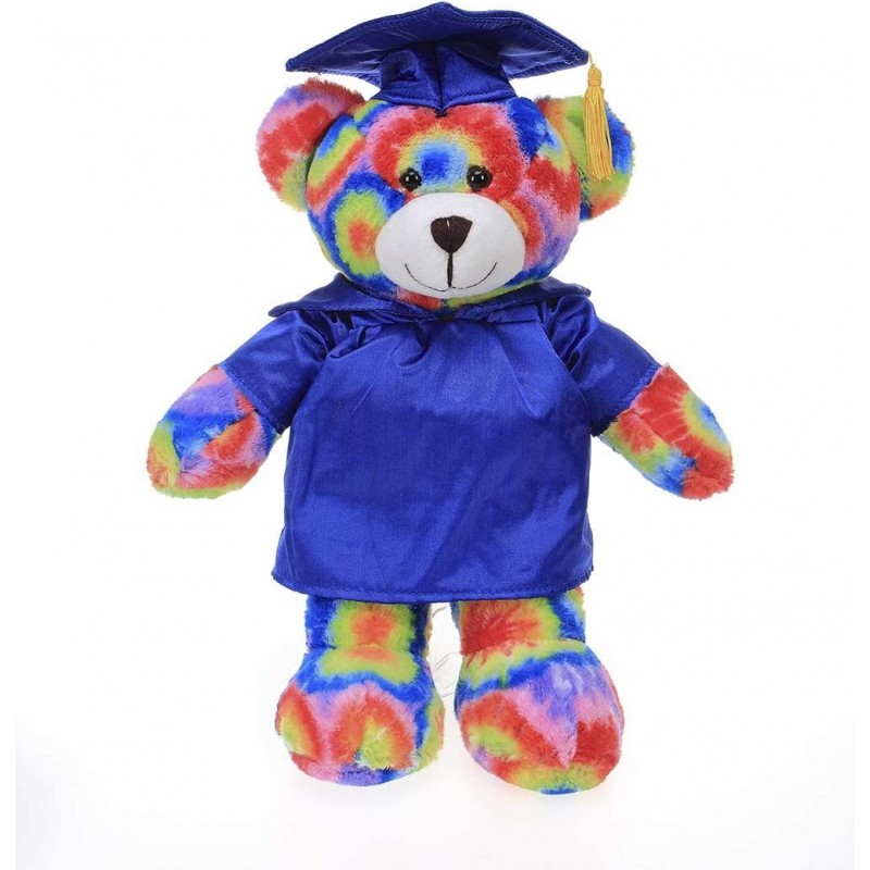 Tie Dye Bear Plush Stuffed Animal Toys Present for Graduation Day Personalized Text Name or Your School Logo on Gown Best for...