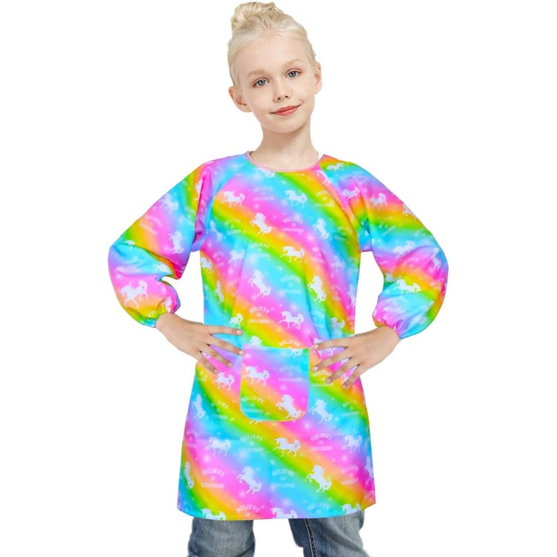 Kids Art Smock Unicorn Painting Artist Apron Waterproof Paint Smocks Girls Boys Long Sleeve with Pocket for Child 8-12 Years ...