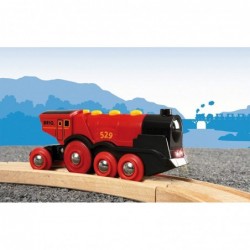 World 33592 Mighty Red Action Locomotive | Battery Operated Toy Train with Light and Sound Effects for Kids Age 3 and Up & Wo...