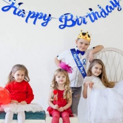 4 Pieces Birthday Boy Party Accessory Set Birthday King Crown Birthday Boy Sash and Button Pins Happy Birthday Banner for Boy...