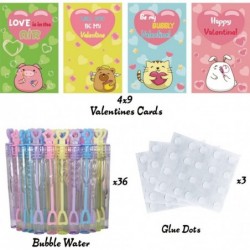 Valentines Day Gift Card for Kids 36Pcs Happy Valentine Card with Mini Bubble Wands Toy for Kids Valentine's Day Preschool Cl...