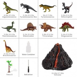 9 Pack Realistic Dinosaur Toys Action Figures for Kids 3 4 5 6 Years Large Volcano Toy Set with Simulated Volcanic Eruptions ...