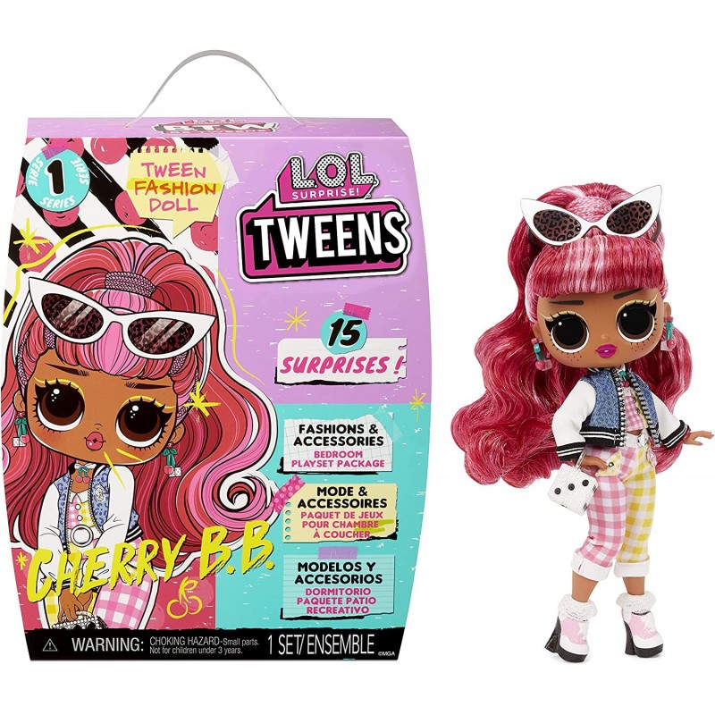 LOL Surprise Tweens Cherry BB Fashion Doll with 15 Surprises Pink Hair Including Stylish Outfit and Accessories with Reusable...