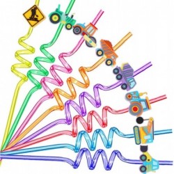 Construction Vehicles Theme Party Favors Straws for Construction Theme Birthday Party Supplies Gift Favors with 1 Cleaning Br...