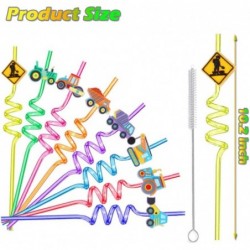 Construction Vehicles Theme Party Favors Straws for Construction Theme Birthday Party Supplies Gift Favors with 1 Cleaning Br...