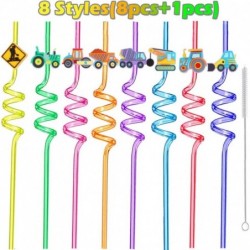 Construction Vehicles Theme Party Favors Straws for Construction Theme Birthday Party Supplies Gift Favors with 1 Cleaning Br...