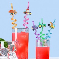 Construction Vehicles Theme Party Favors Straws for Construction Theme Birthday Party Supplies Gift Favors with 1 Cleaning Br...