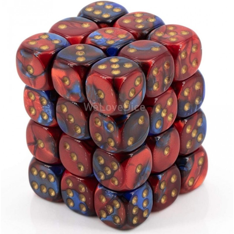 DND Dice Set-D&D Dice-12mm Gemini Blue Red and Gold Plastic Polyhedral Dice Set-Dungeons and Dragons Dice Includes 36 Dice – ...