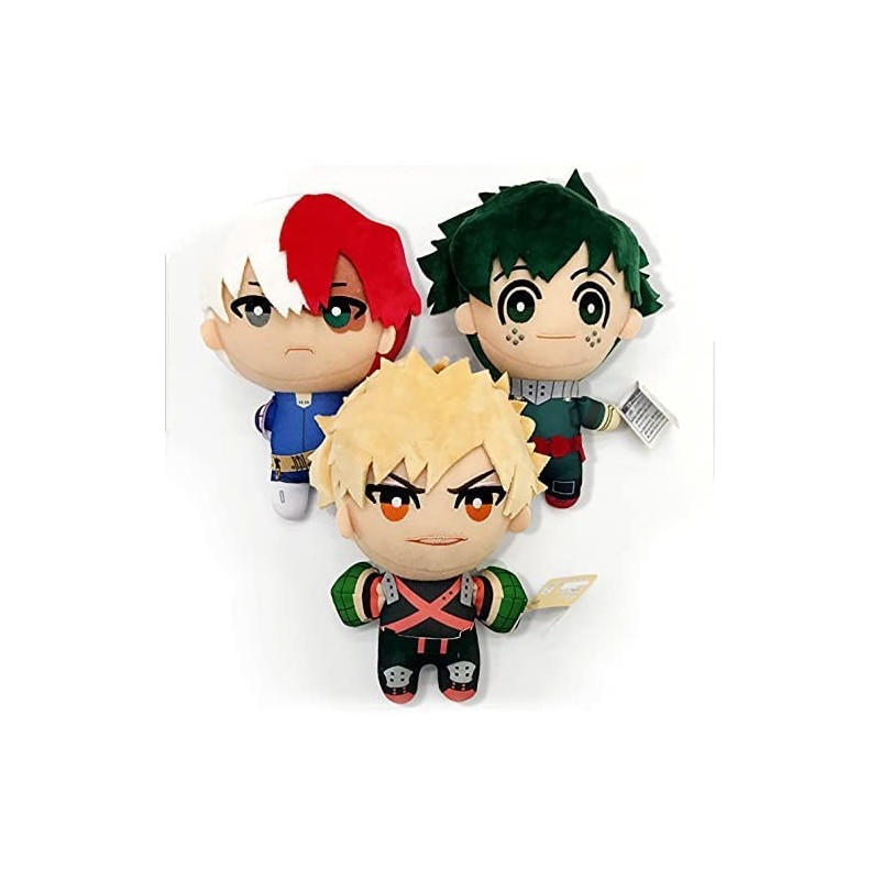 3pc 6.29IN Anime My Hero Academia Izuku Midoriya Katsuki Bakugou Shouto Todoroki Plush Pendant Toy Soft Stuffed Doll Gift Kid...