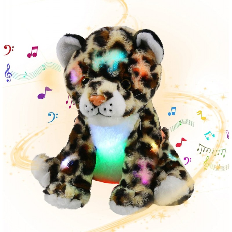 Musical LED Cheetah Plush Light up Leopard Stuffed Animals Night Light Companion Bedtime Jungle Toys Glow Afraid of Dark 10’’...