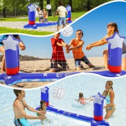 Large Pool Volleyball Set Pool Volleyball Net & Pool Basketball Hoops with 2 Beach Balls Pool Games for Family and Adults Ame...